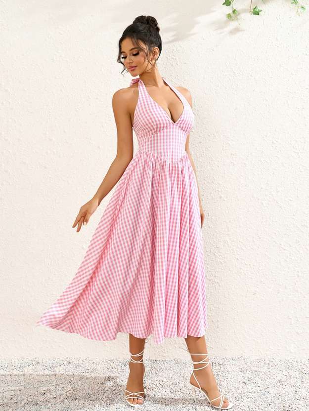 Elyraa Women A-line Pink Midi/Calf Length Dress