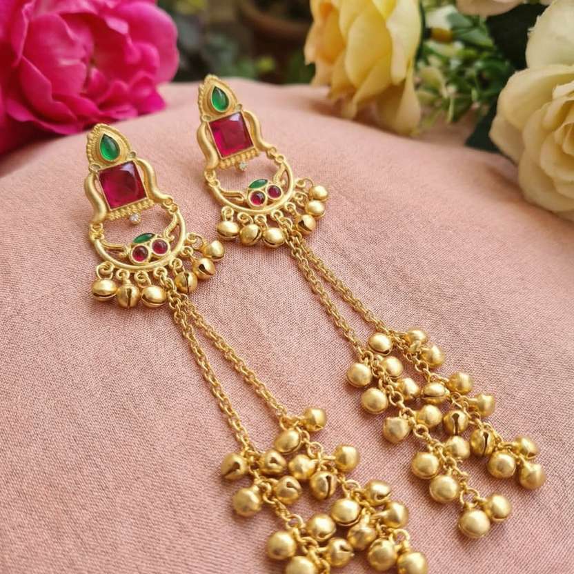 SANRAG Traditional Kashmiri Earring Beads Alloy Earring Set