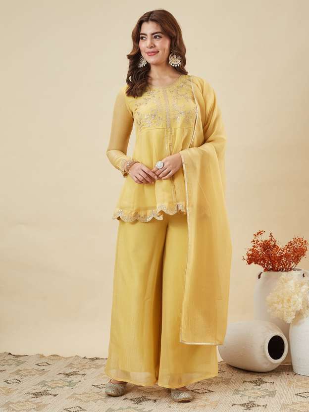 MOKOSH Women Kurti Palazzo Dupatta Set