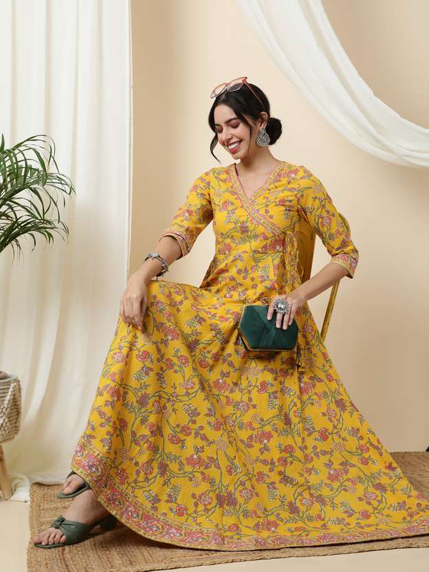Sa Rasa Women Printed Anarkali Kurta (Multicolor)