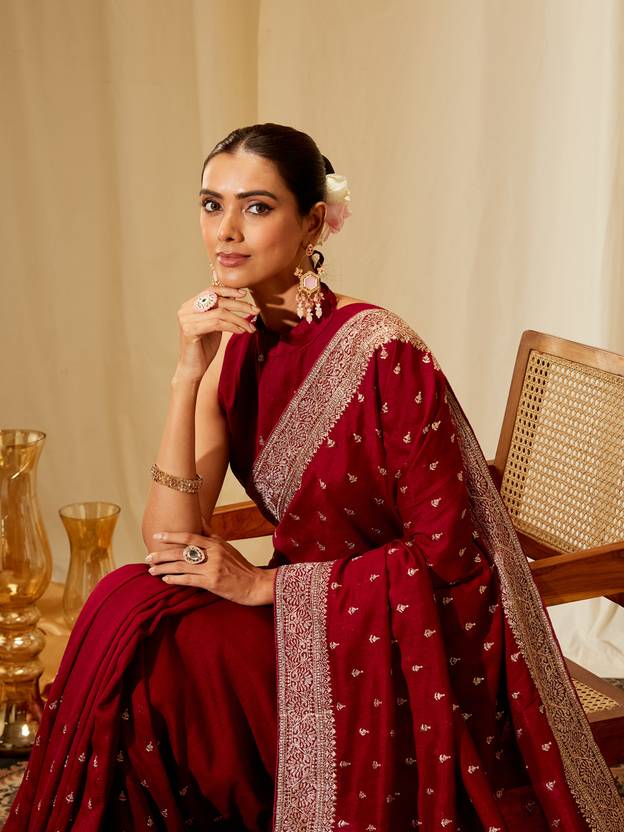 KASEE Embroidered Bollywood Silk Blend Saree